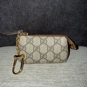 Authentic Gucci GG Supreme Monogram Key Case Brown Leather